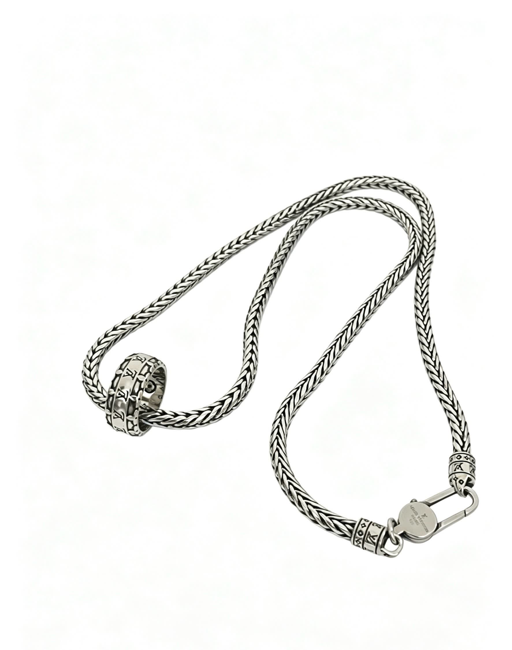 Louis Vuitton Silver Chain Necklace with Beaded Clasp